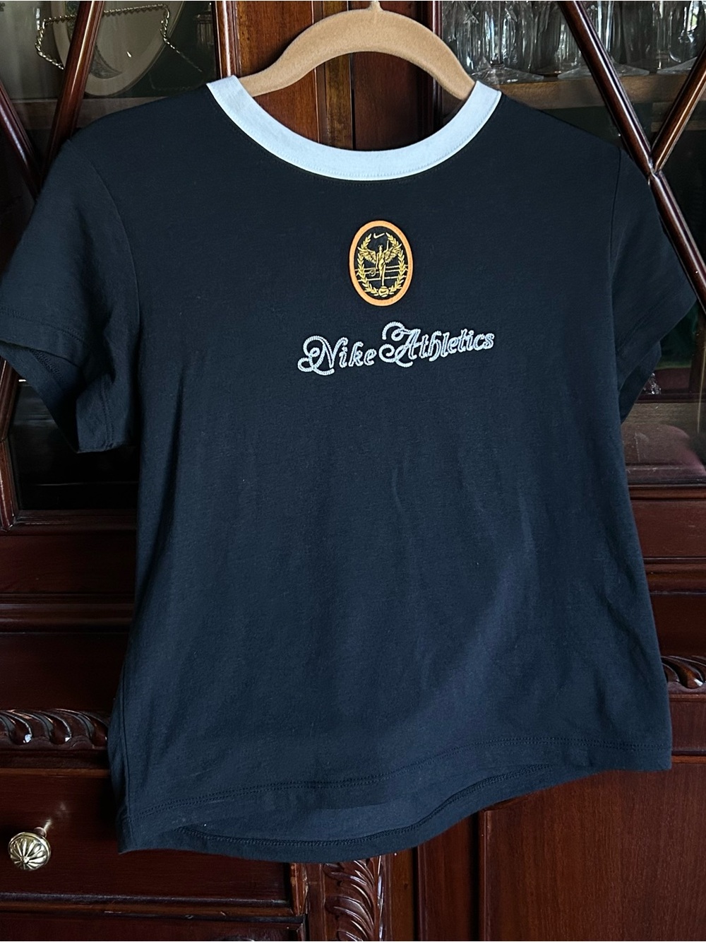 Nike Athletics Baby Tee Slim Fit Black Ringer Tee